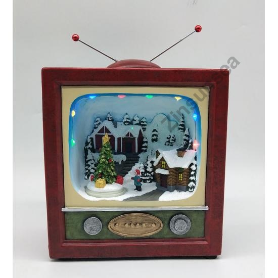 Animated  TV With Christmas Village