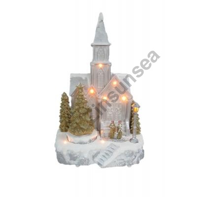 Animated Church With Rotation Christmas Tree
