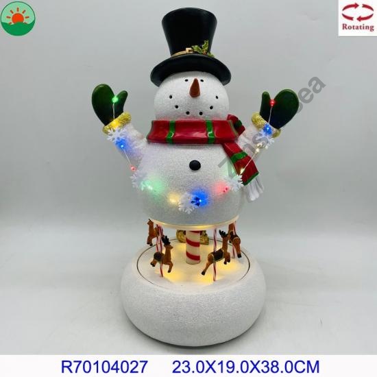 Snowman With Reindeer Turning